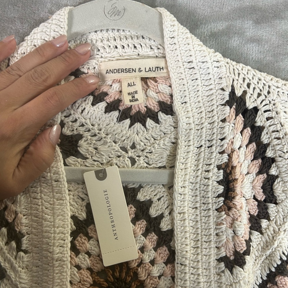 NWT Anthropologie amber crochet cardigan oversized - Picture 5 of 14